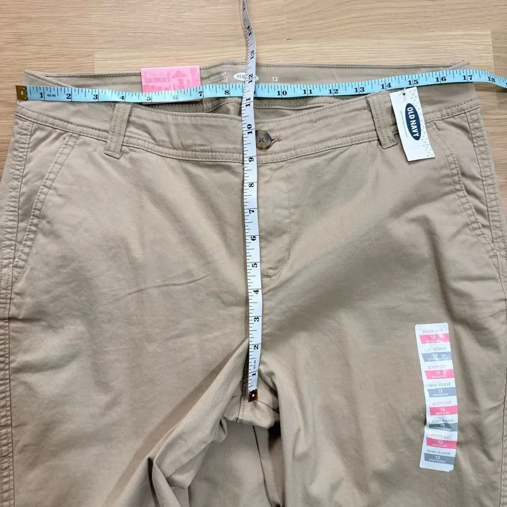 OLD NAVY NWT Women’s Bootcut Khaki Pants High Rise Tan Beige Size 12